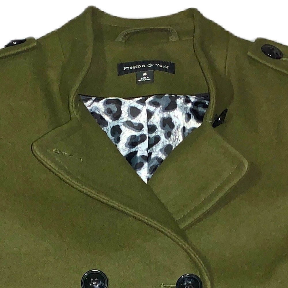 Preston & York Wool Pea Coat Olive Green Size Medium Women Beautiful EUC - Picture 9 of 9